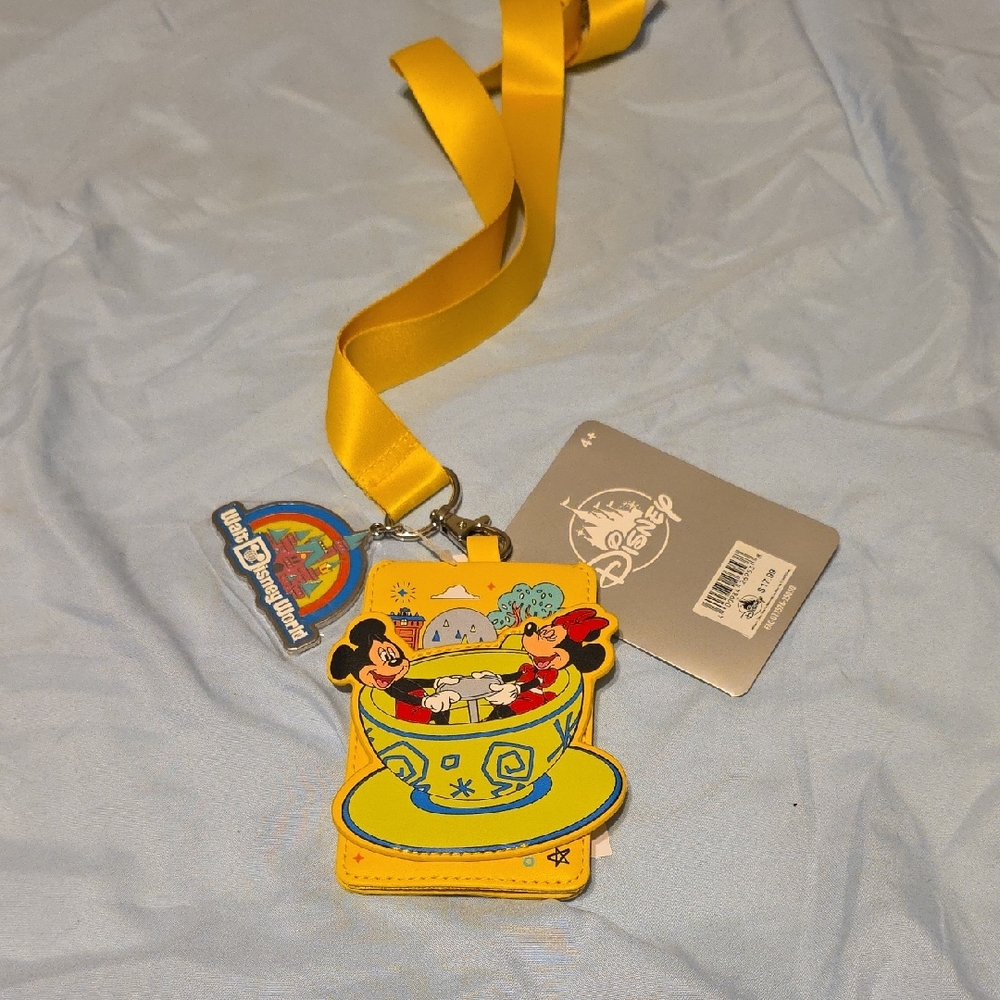 Disney Mickey Mouse Yellow Lanyard Card Holder with Fun Design